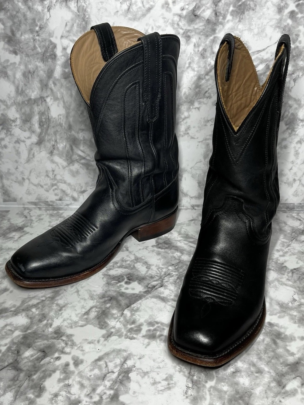 TECOVAS Cartwright Boots 8.5 D Men's Cowboy Western Black Leather Ranch Pull On